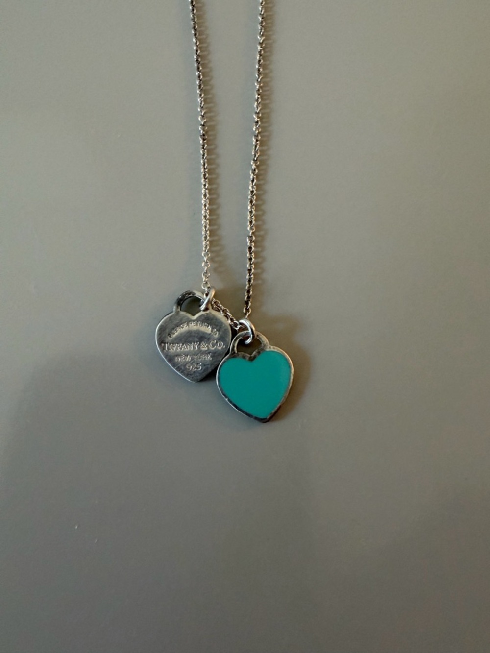 Tiffany & Co. Silver Heart Tag Necklace with Turquoise Heart Charm